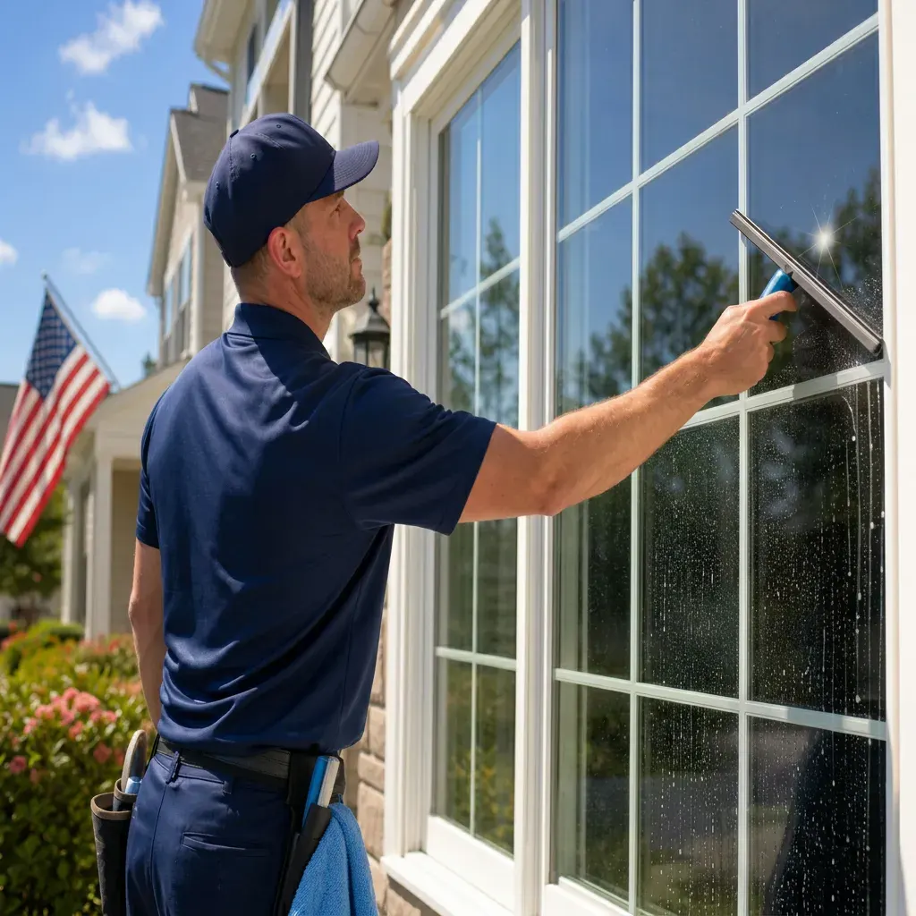 Exterior residential window cleaning
