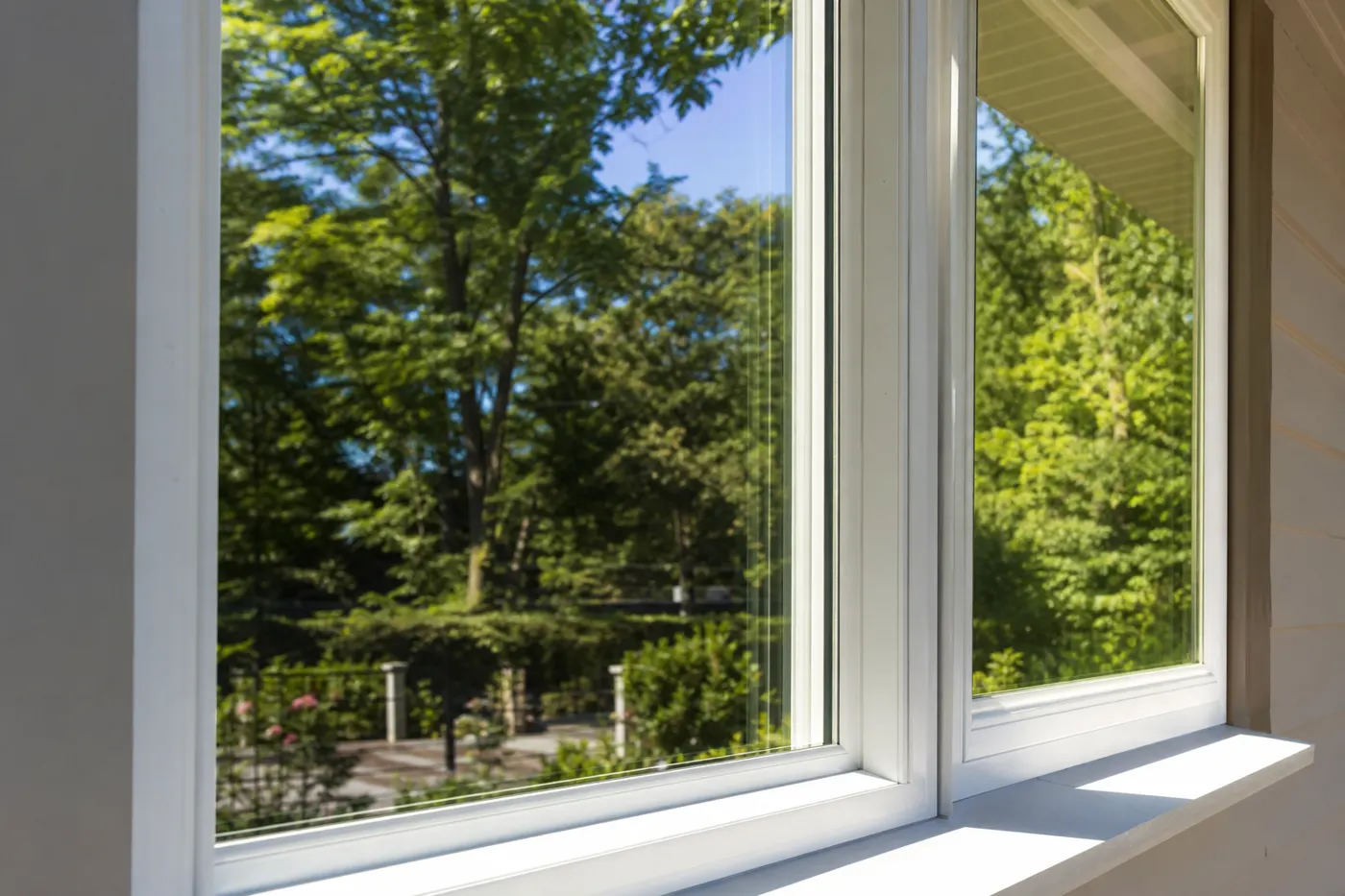 Crystal clear window glass after cleaning